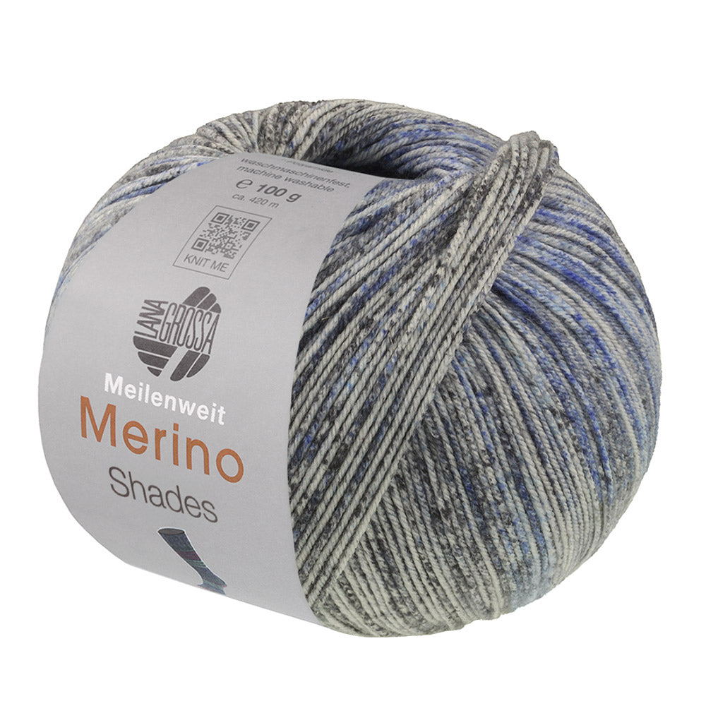 Lana Grossa Meilenweit 100 Merino Extrafine Shades 7235 Licht-/Donkergrijs/Licht-/Donker-/Nachtblauw