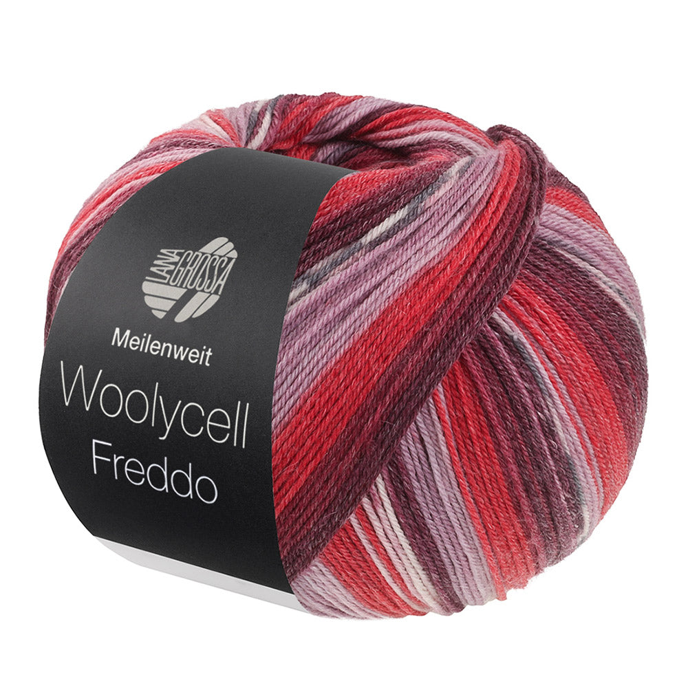 Lana Grossa Woolycell Freddo 6042 Zwartrood/Bordeaux/Donkerrood/Mauve/Antiekviolet/Donker-/Zilvergrijs