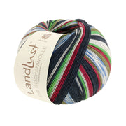 Lana Grossa Landlust Die Sockenwolle 714 Bordeaux/lichtgrijs/groen/donker petrol/blauw/olijf Gestreept / met jacquard