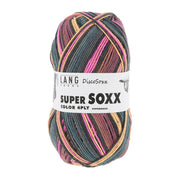 Lang Yarns Super Soxx Color 4-Fach 0519 Roze/Zwart/Petrol 1145 Last Dance