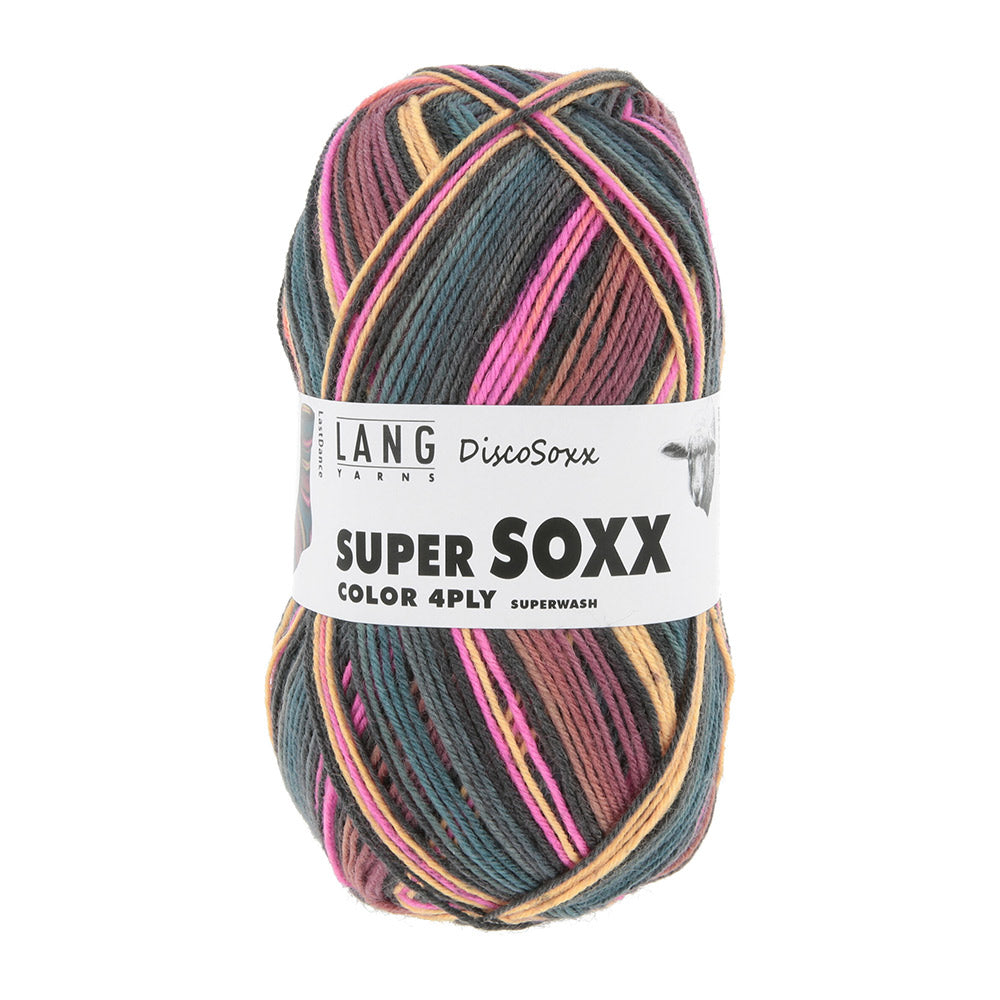 Lang Yarns Super Soxx Color 4-Fach 0519 Roze/Zwart/Petrol 1145 Last Dance