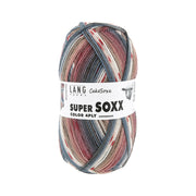 Lang Yarns Super Soxx Color 4-Fach 0544 Bruin/Dubbeltjesblauw 1149 Chocoladetaart