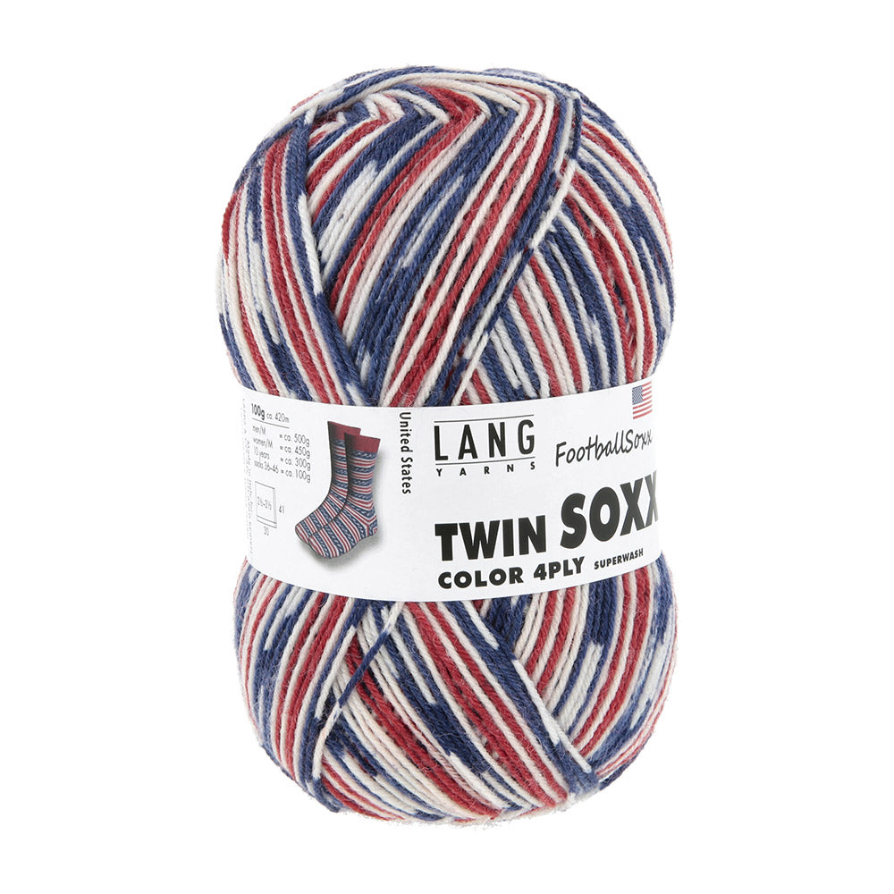 Langyarnstwinsoxx ply print — gemaakt met Lang Yarns Twin Soxx 4-draads FootballSoxx