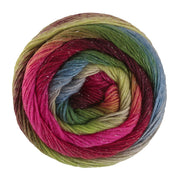 Lana Grossa Meilenweit 100 Color Mix Sparks 7611 Brombeere/Rot/Hellrot/Pistazie/Petrol/Grün/Limette/Pastellgrün/Beige
