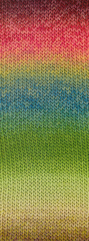Lana Grossa Meilenweit 100 Color Mix Sparks 7611 Brombeere/Rot/Hellrot/Pistazie/Petrol/Grün/Limette/Pastellgrün/Beige