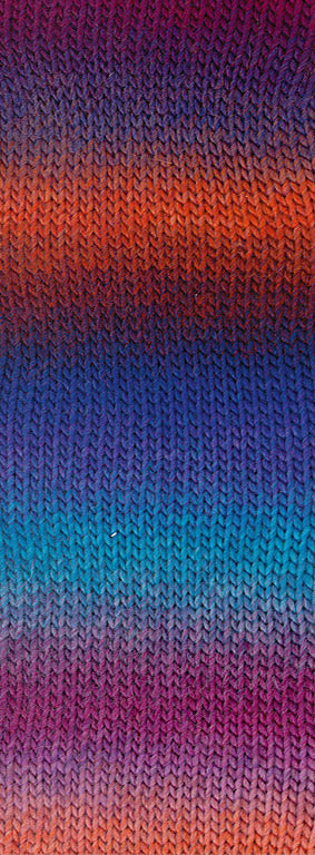 Lana Grossa Meilenweit 100 Color Mix Sparks 7616 Lachsrot/Dunkelblau/Königsblau/Türkis/Rotviolett/Fuchsia