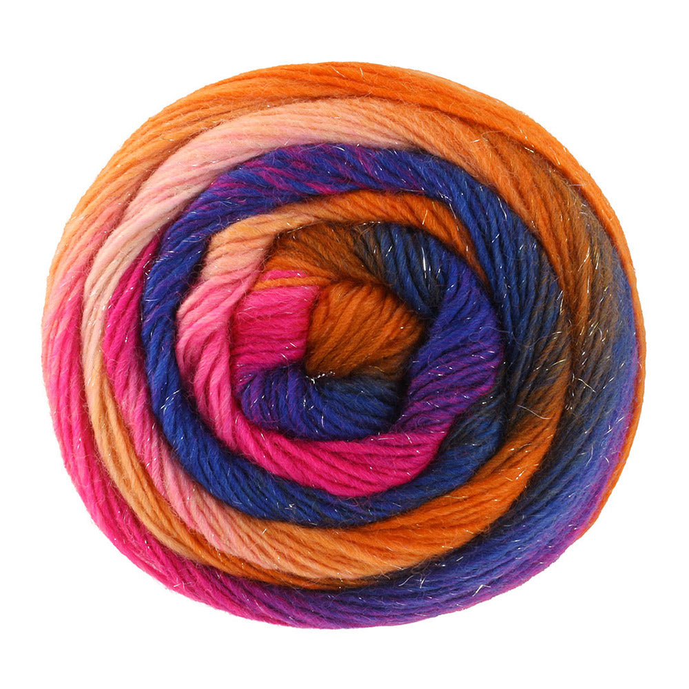 Lana Grossa Meilenweit 100 Color Mix Sparks 7619 Lachs/Orange/Dunkelbraun/Marineblau/Rotviolett/Fuchsia/Rosa