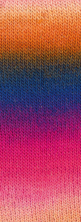 Lana Grossa Meilenweit 100 Color Mix Sparks 7619 Lachs/Orange/Dunkelbraun/Marineblau/Rotviolett/Fuchsia/Rosa