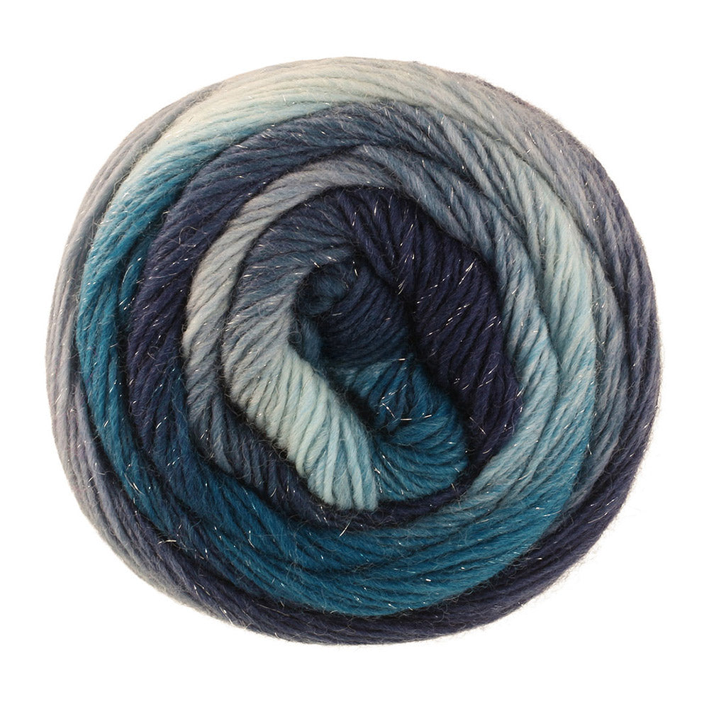 Lana Grossa Meilenweit 100 Color Mix Sparks 7620 Dunkel-/Grau-Petrol/Mint/Grau-/Stahlblau