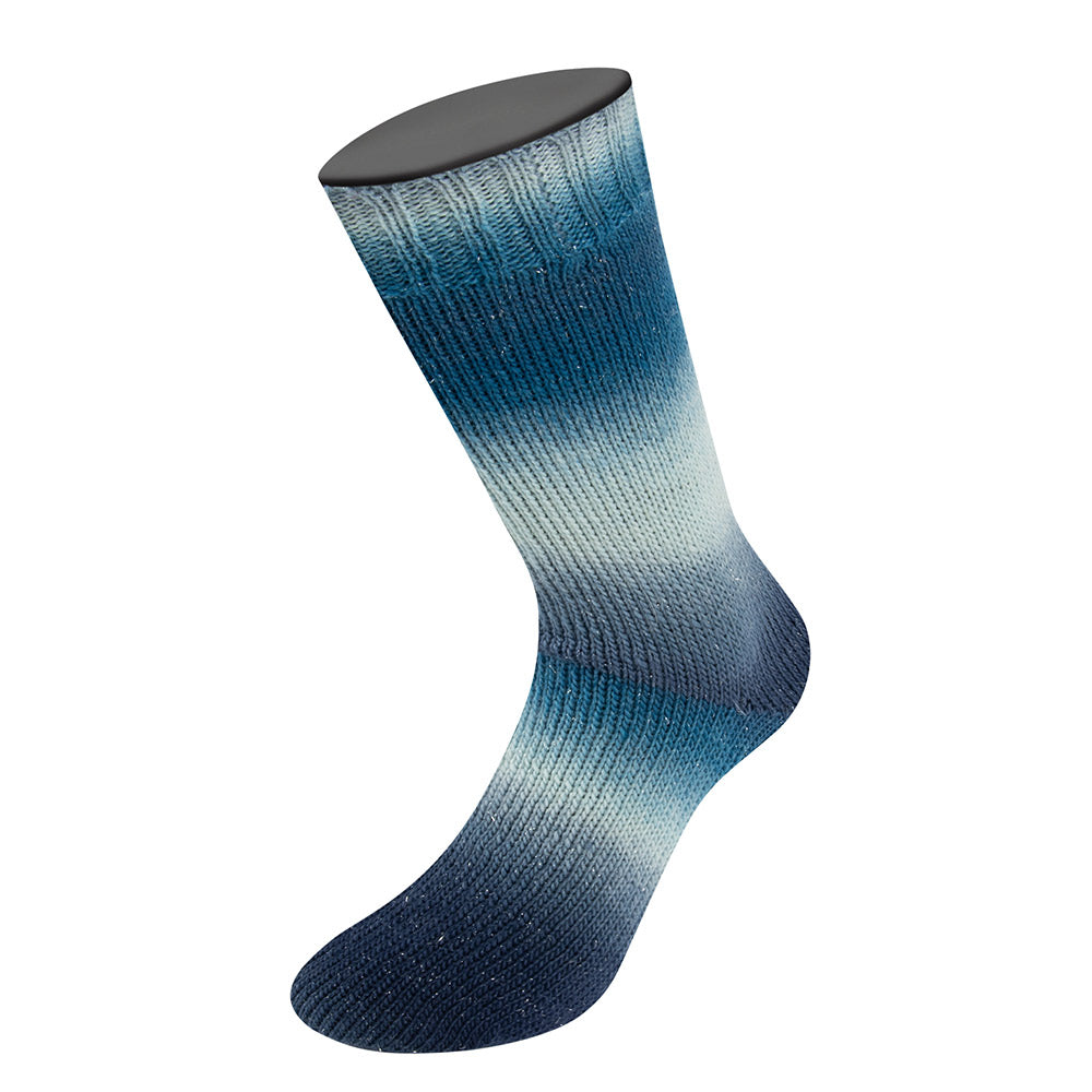 Lana Grossa Meilenweit 100 Color Mix Sparks 7620 Dunkel-/Grau-Petrol/Mint/Grau-/Stahlblau