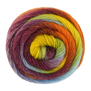 Lana Grossa Meilenweit 100 Color Mix Sparks 7621 Petrol/Frühlingsgrün/Pistazie/Senfgelb/Orange/Braun/Aubergine/Graulila