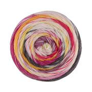 Lana Grossa Meilenweit 100 Dusk 6211 Paars/rauw wit/rood/geel/oranje/fuchsia/donkergrijs