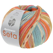 Lana Grossa Meilenweit 100 Seta Giappone 3381 Mintturquoise/Ecru/Mosterd/Framboos/Lila/Mauve - bol garen