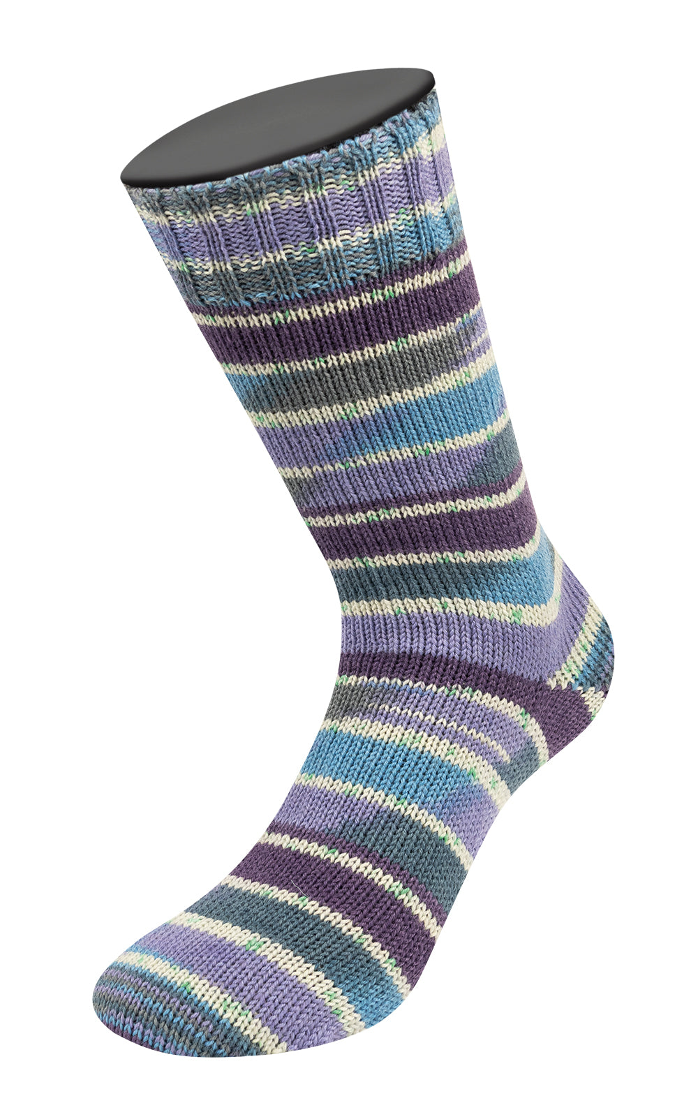 Lana Grossa Meilenweit 100 Seta Giappone 3385 Blauwviolet/Wit/Hemelsblauw/Grijs/Blauwlila/Groen - gebreide sok