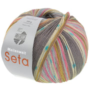 Lana Grossa Meilenweit 100 Seta Giappone 3388 Grijs/Ecru/Turquoise/Pistache/Pastelblauw/Taupe/Kruidnagelroze - bol garen