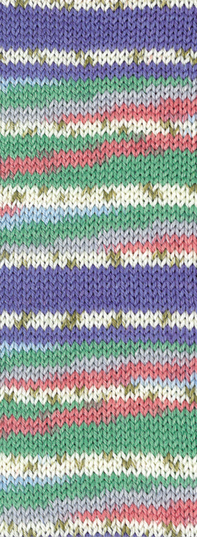 Lana Grossa Meilenweit 100 Seta Giappone 3389 Blauwviolet/Wit/Olijf/Lichtblauw/Jade/Oudroze/Lichtgrijs - gebreid kleurvoorbeeld