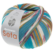 Lana Grossa Meilenweit 100 Seta Giappone 3390 Braam/Groen/Turquoiseblauw/Roodviolet/Wit/Oker/Lichtgroen - bol garen