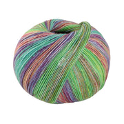 Lana Grossa Meilenweit 100 Seta Piano 3614 Meigroen/bes/geel/blauwviolet/opalgroen