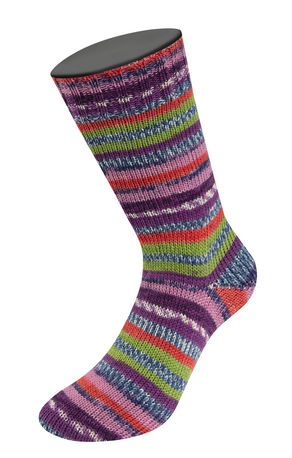 Lana Grossa Meilenweit 6-Fach 150 Cervinia 9757 Terracotta/Meigroen/Donkerblauw/Wit/Violet/Roze - gebreide sok