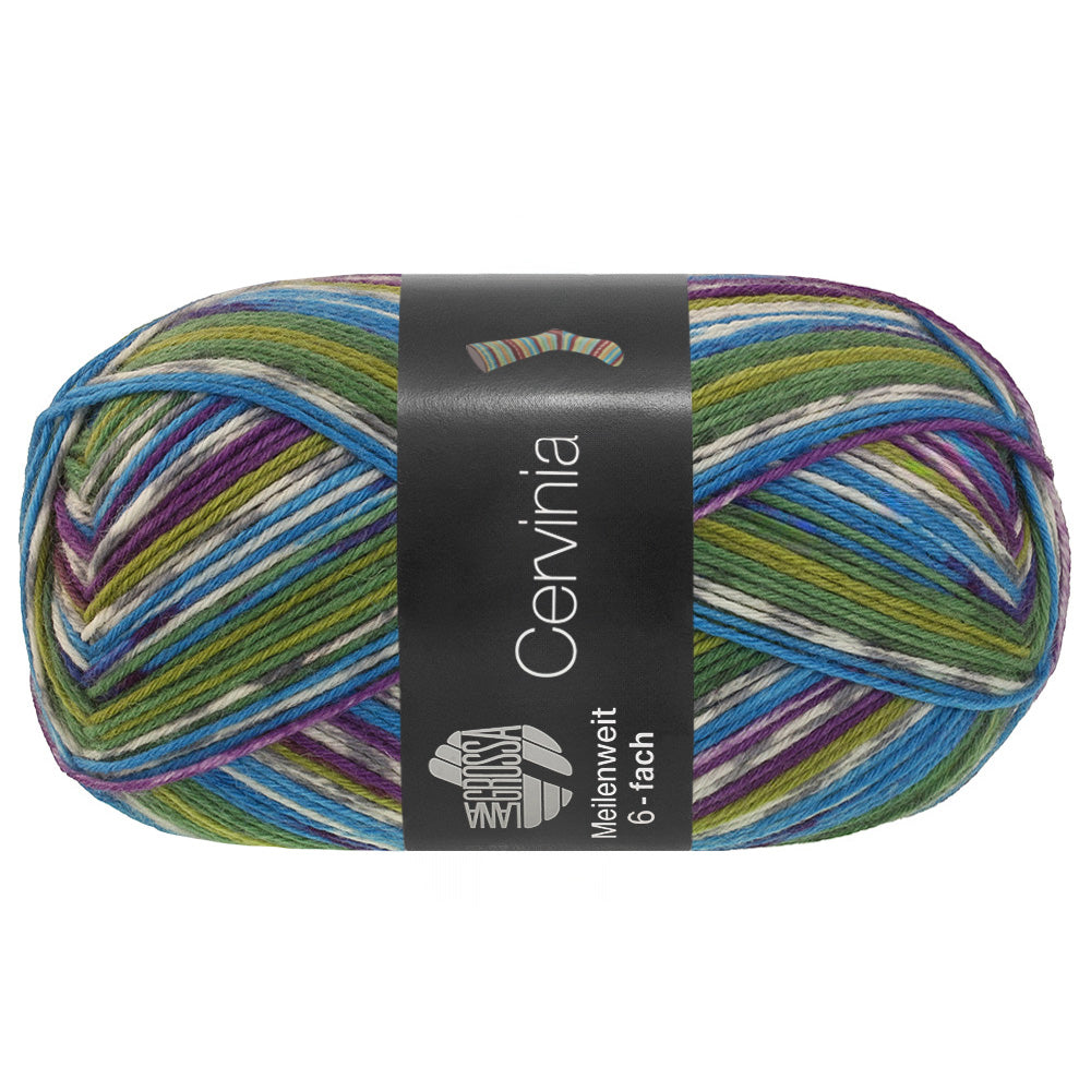 Lana Grossa Meilenweit 6-Fach 150 Cervinia 9759 Olijf/Violet/Licht-/Middelgrijs/Blauw/Donkergroen - bol garen