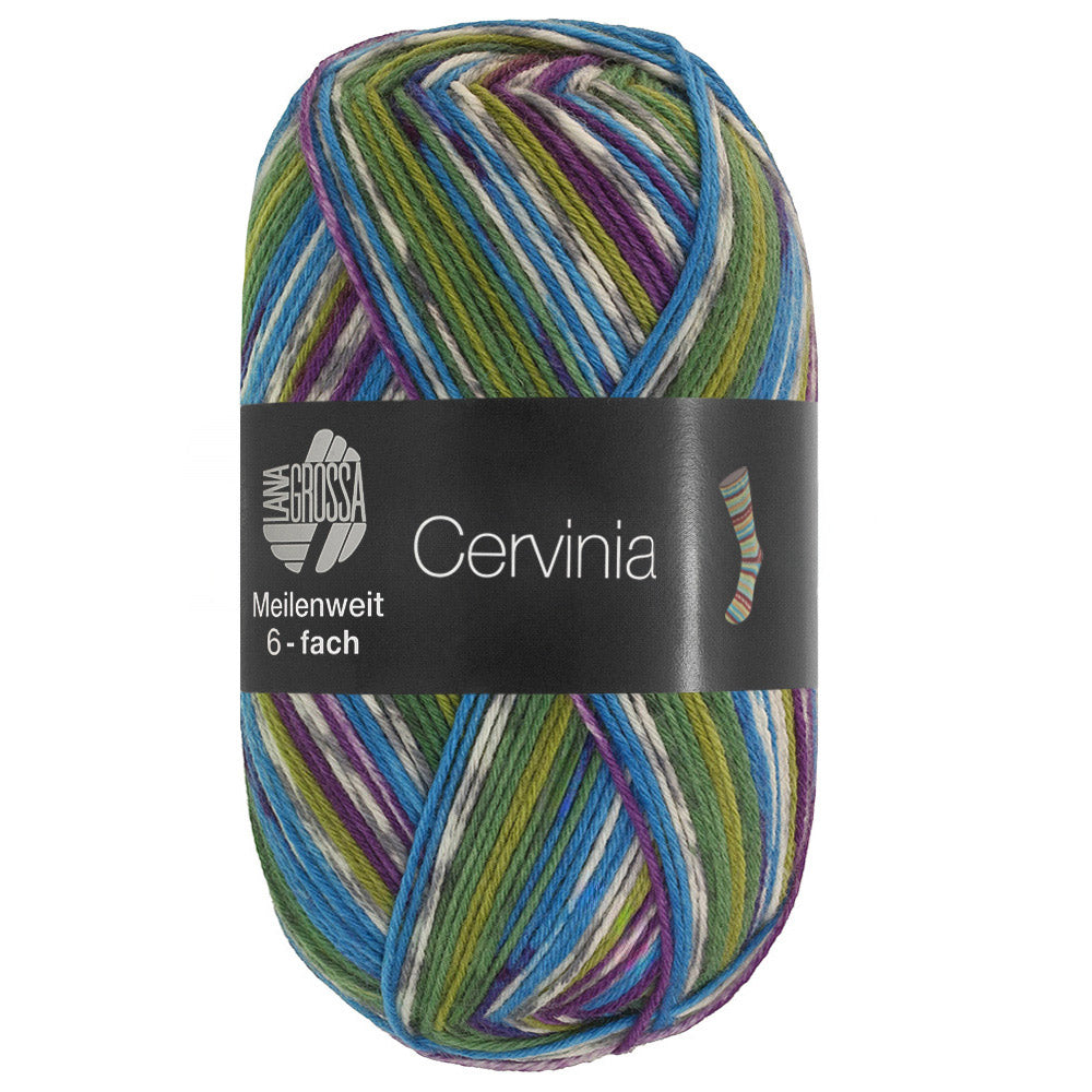 Rechtopstaande bol Lana Grossa Meilenweit 6-Fach 150 Cervinia 9759 Olijf/Violet/Licht-/Middelgrijs/Blauw/Donkergroen
