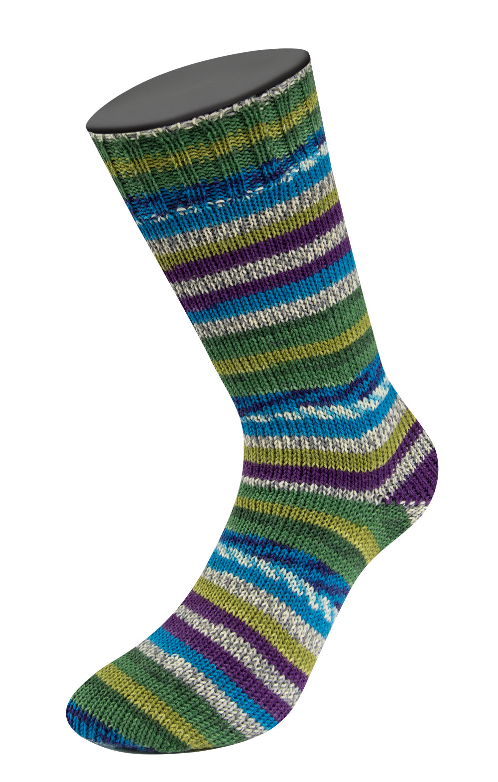 Lana Grossa Meilenweit 6-Fach 150 Cervinia 9759 Olijf/Violet/Licht-/Middelgrijs/Blauw/Donkergroen - gebreide sok