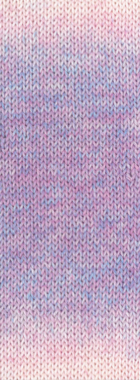 Lana Grossa Meilenweit 6-Fach 150 Duo 9723 Lila/Rosé - gebreid kleurvoorbeeld