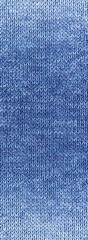 Lana Grossa Meilenweit 6-Fach 150 Duo 9724 Blauw/Lichtblauw - gebreid kleurvoorbeeld