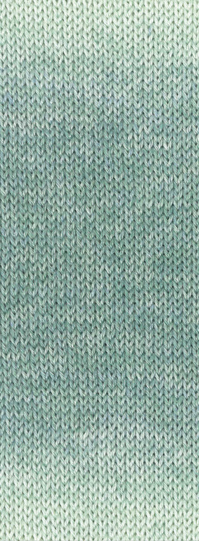 Lana Grossa Meilenweit 6-Fach 150 Duo 9725 Groen-/Lichtgrijs - gebreid kleurvoorbeeld