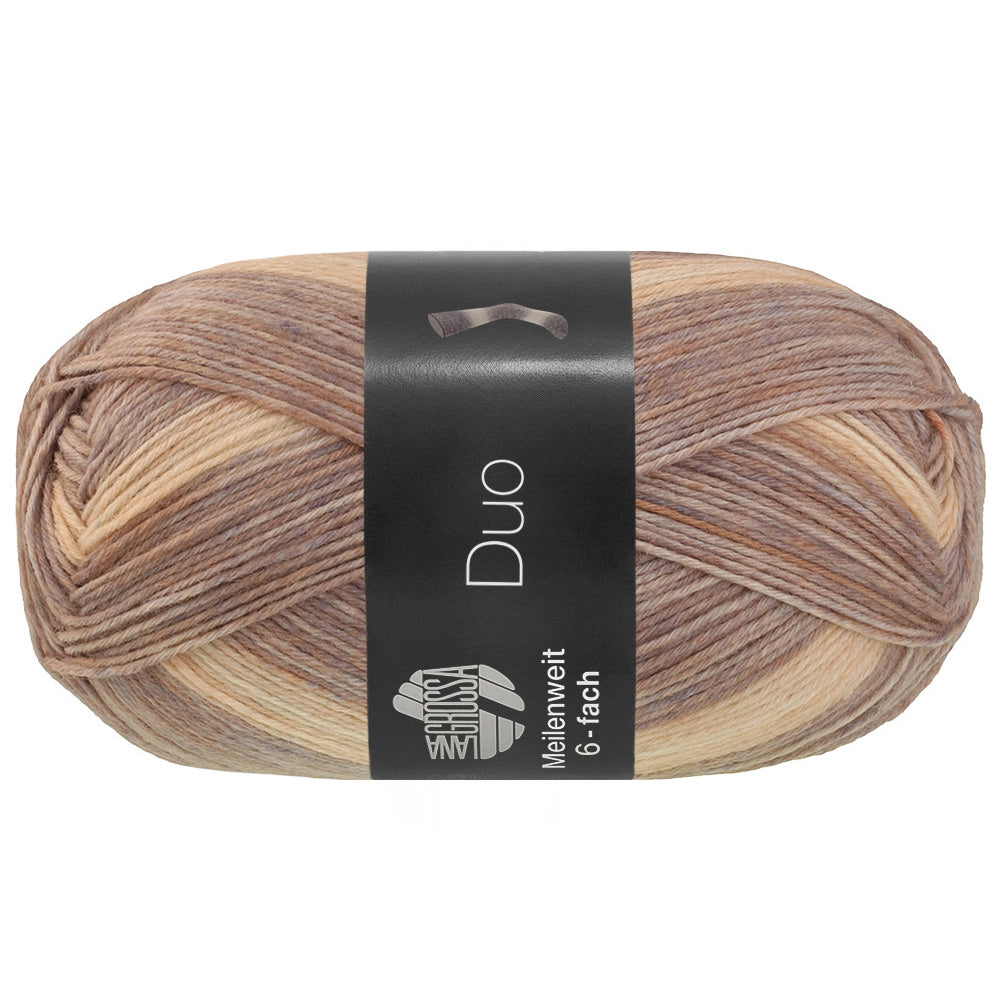 Lana Grossa Meilenweit 6-Fach 150 Duo 9726 Grijslila/Lichtbeige - bol garen