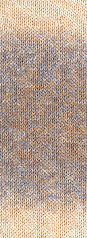 Lana Grossa Meilenweit 6-Fach 150 Duo 9726 Grijslila/Lichtbeige - gebreid kleurvoorbeeld