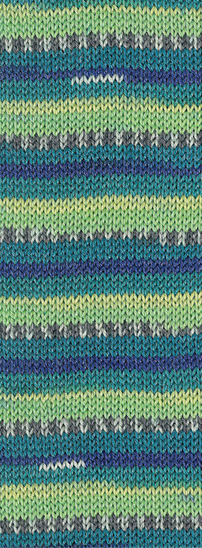 Lana Grossa Meilenweit 6-Fach 150 Freddo 9736 Lichtgroen/Donkergrijs/Lichtgrijs/Petrol/Donkerblauw/Witgroen - kleurverloop van het garen