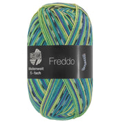 Lana Grossa Meilenweit 6-Fach 150 Freddo 9736 Lichtgroen/Donkergrijs/Lichtgrijs/Petrol/Donkerblauw/Witgroen - bol garen