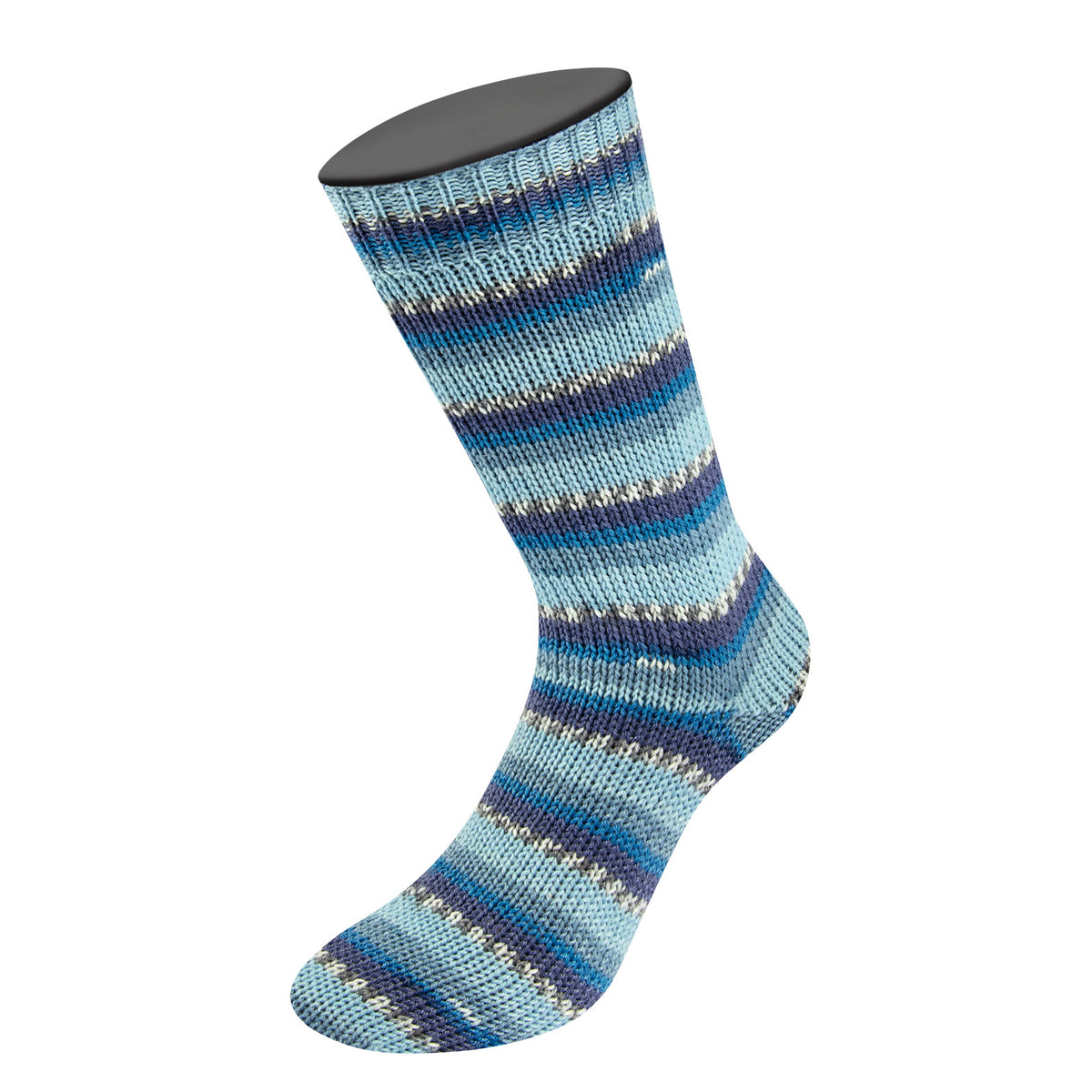 Lana Grossa Meilenweit 6-Fach 150 Freddo 9741 Blauwgrijs/Hemelblauw/Donkerblauw/Donkergrijs/Wit/Lichtblauw/IJsblauw - gebreide sokken in deze kleur