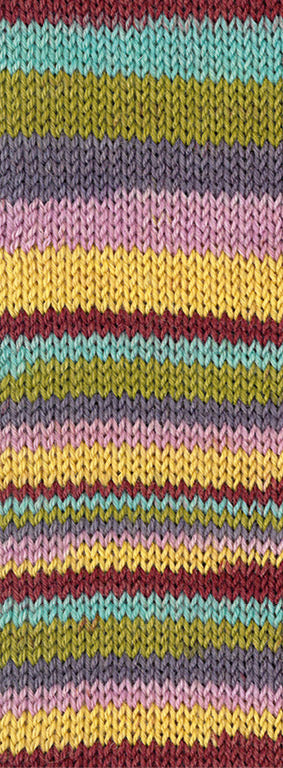 Lana Grossa Meilenweit 6-Fach 150 Granita 9735 Turquoise/Olijf/Donkergrijs/Roze/Geel/Donkerbruin - kleurverloop van het garen