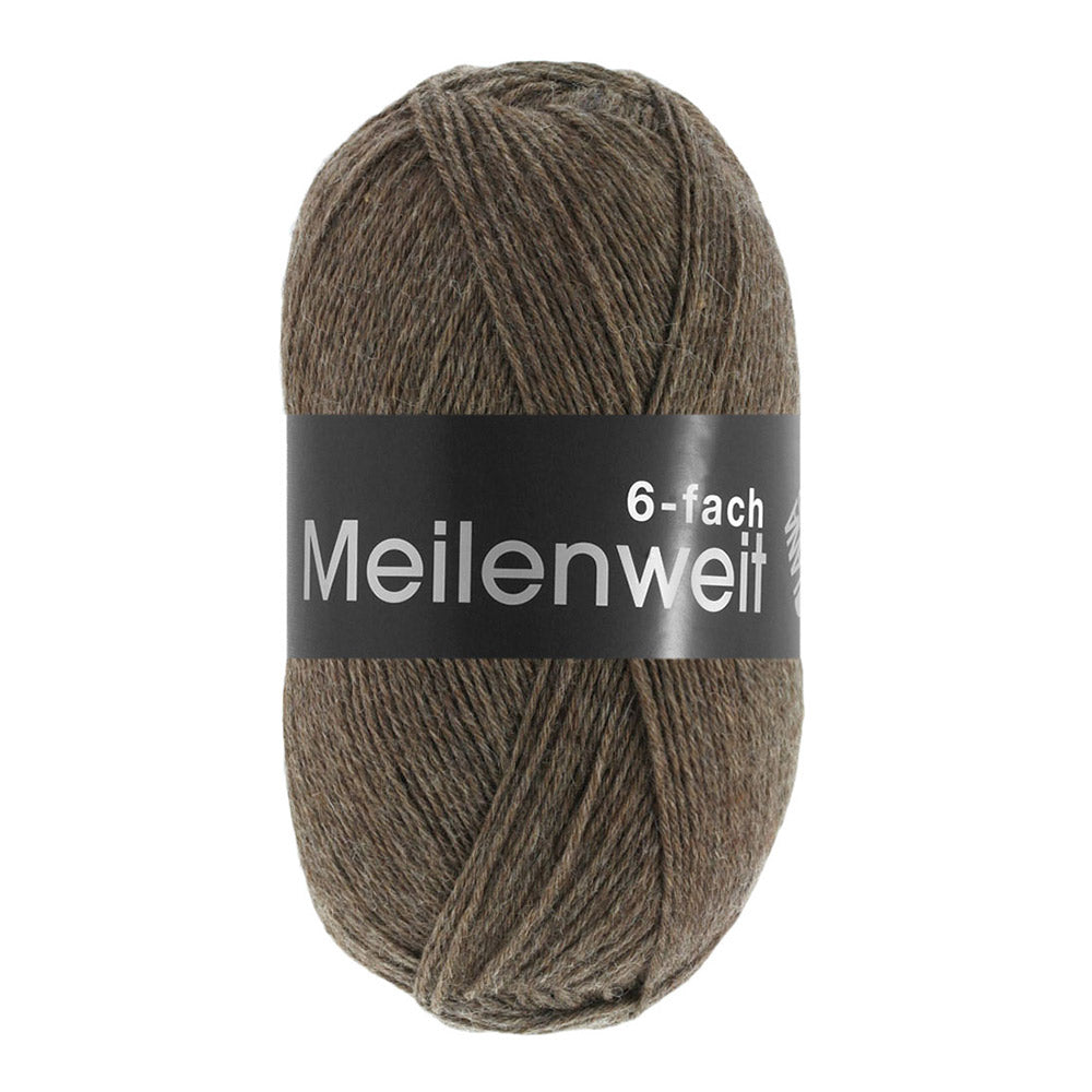 Lana Grossa Meilenweit 6-Fach 150 Mélange 9103 Donkerbruin - bol garen