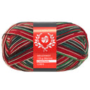 Lana Grossa Meilenweit 6-fach 150 Merino Christmas Lurex 642 Weiß/Dunkelgrün/Dunkelbraun/Orange/Dunkelrot/Hellgrün