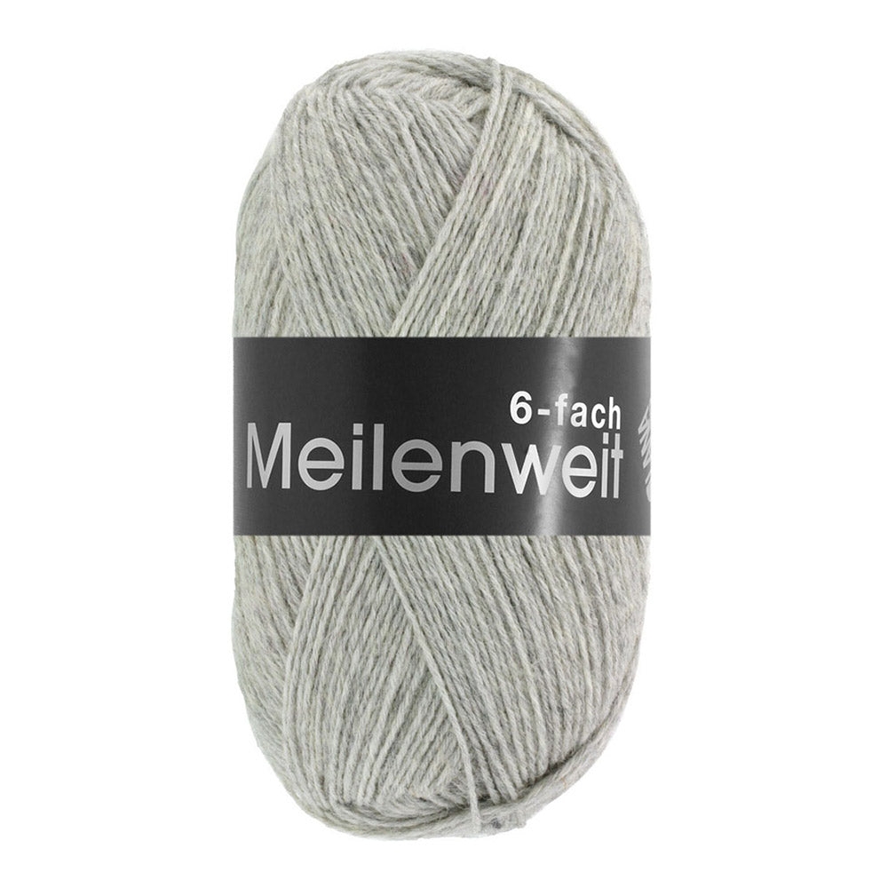 Lana Grossa Meilenweit 6-Fach 150 Mélange 9244 Lichtgrijs gemêleerd - bol garen