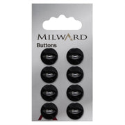 Milward Glans Knoop Zwart 13mm (8 stuks)
