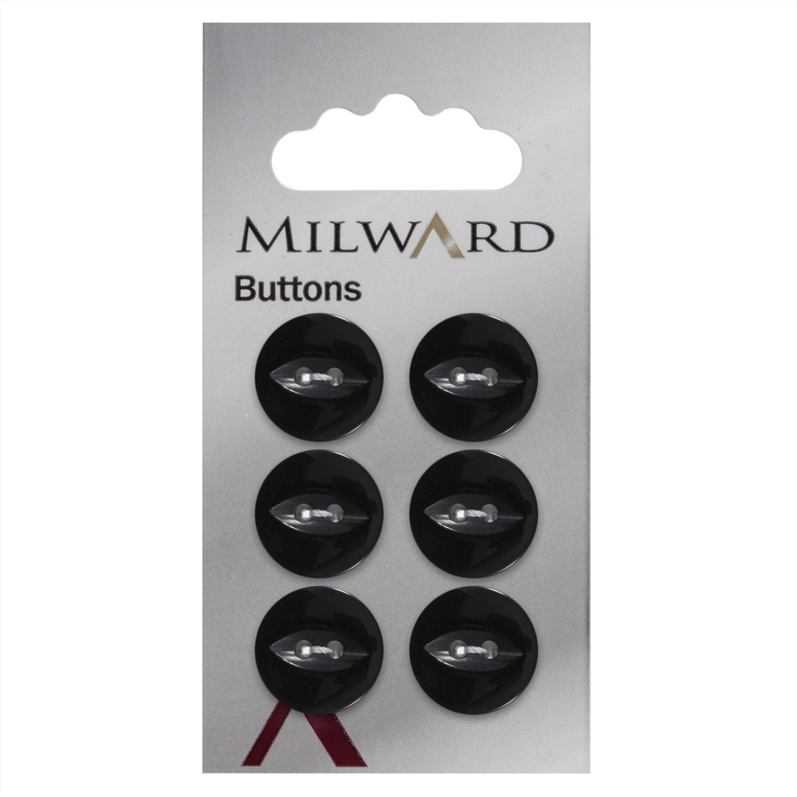 Milward Glans Knoop Zwart 16mm (6 stuks)