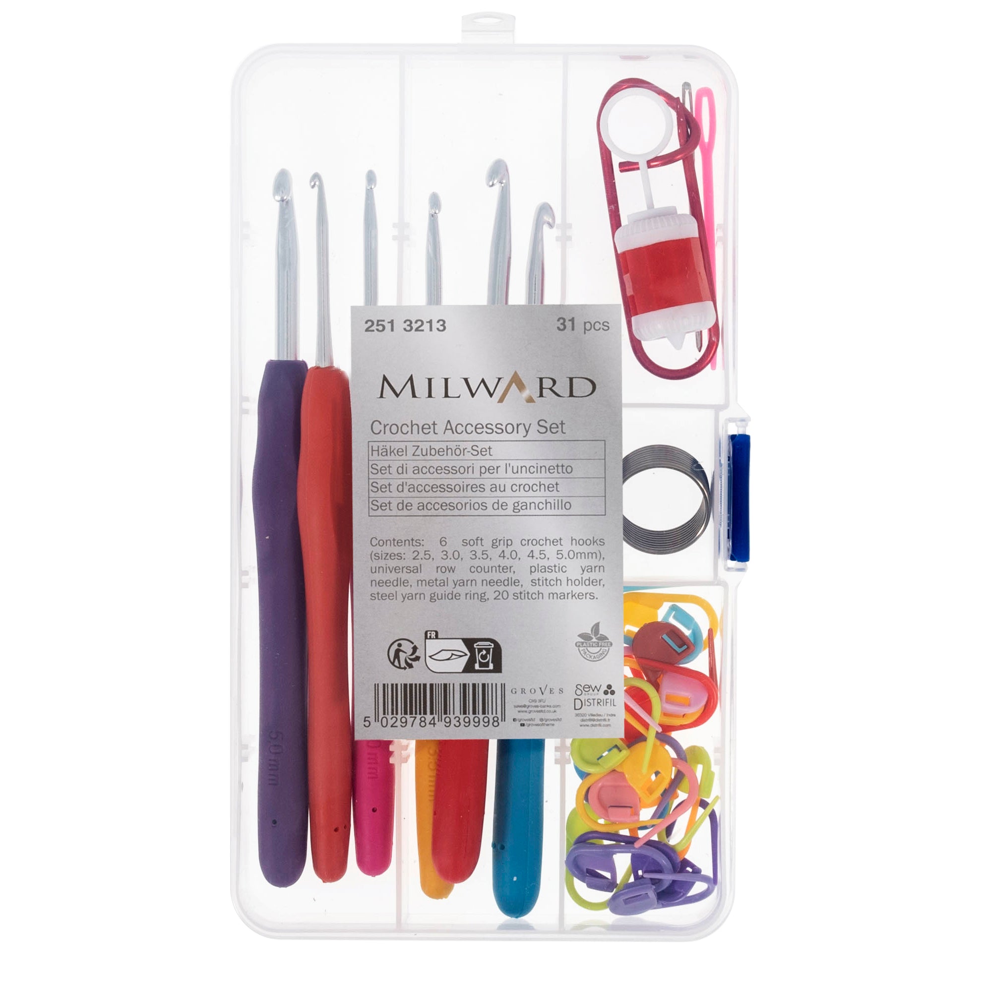 Milward haak-accessoireset haaknaalden & handige tools in box