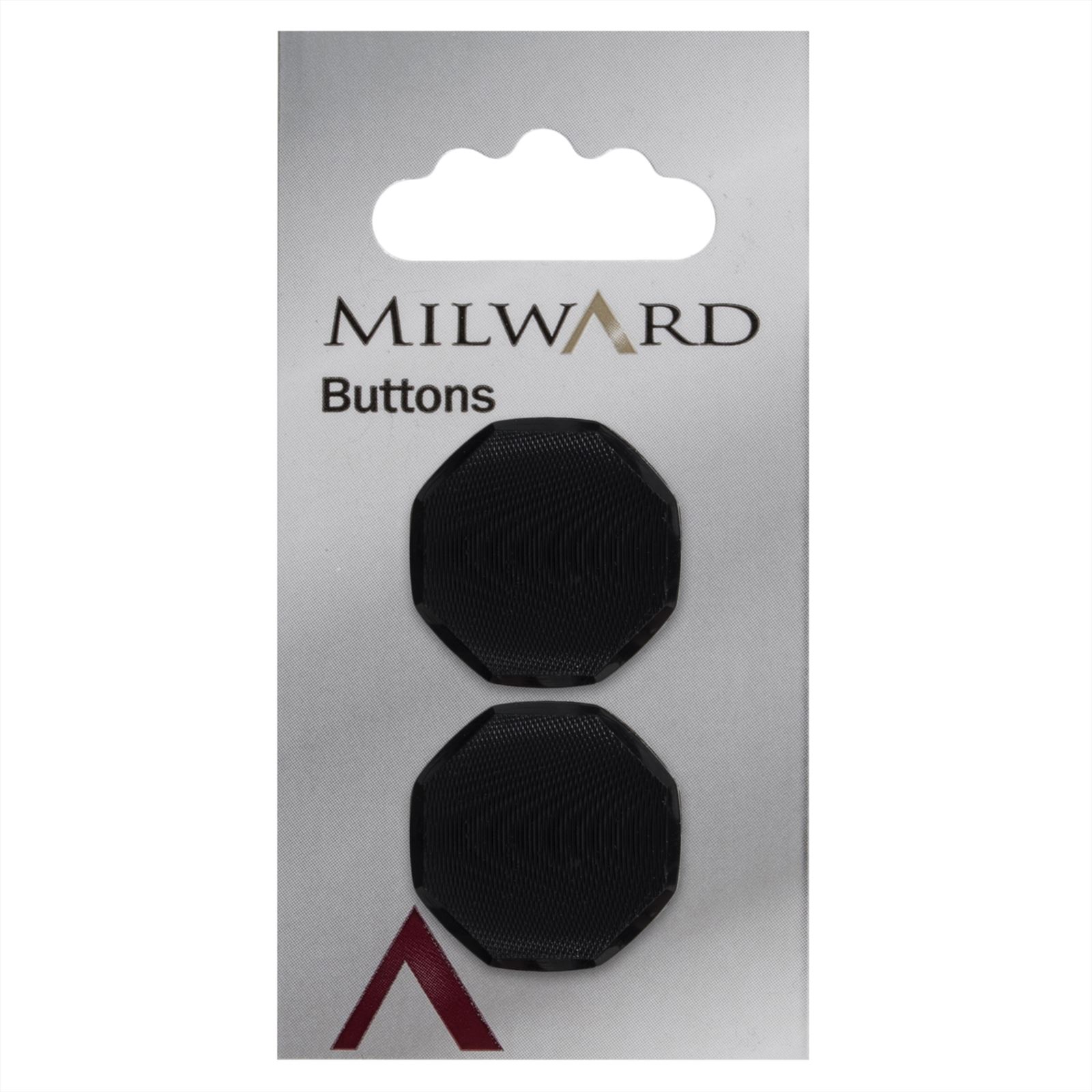 Milward Hoekige Knoop Zwart met Werkje 25mm (2 stuks)
