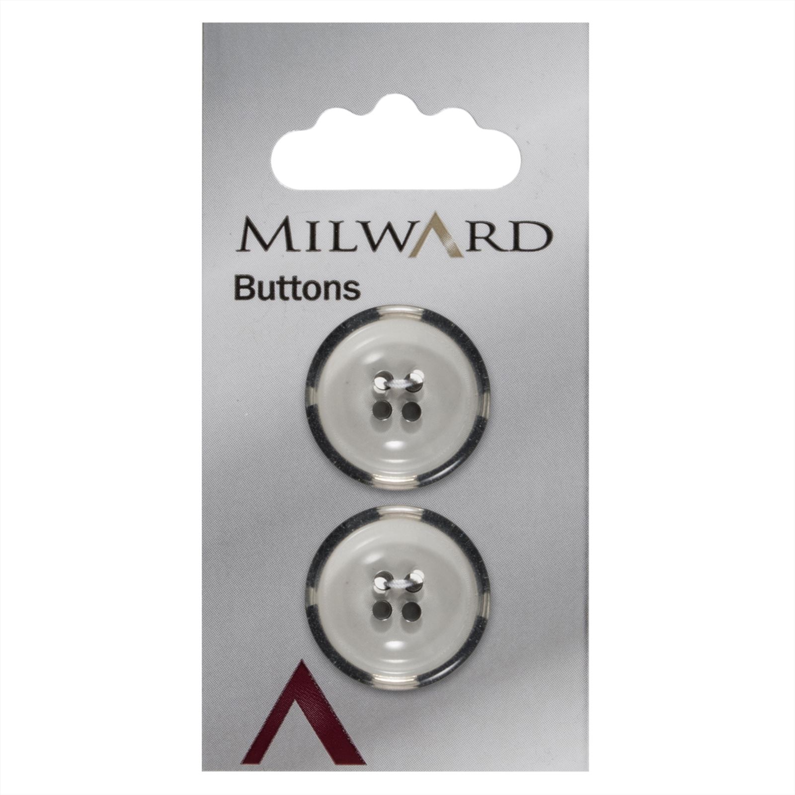 Milward Knoop Doorschijnend met Zwarte Rand 22mm (2 stuks)