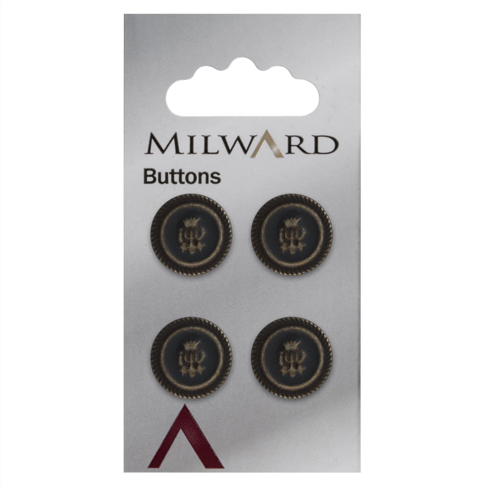 Milward Knoop Metaal Zwart/Messing Met Figuur 15mm (4 stuks)