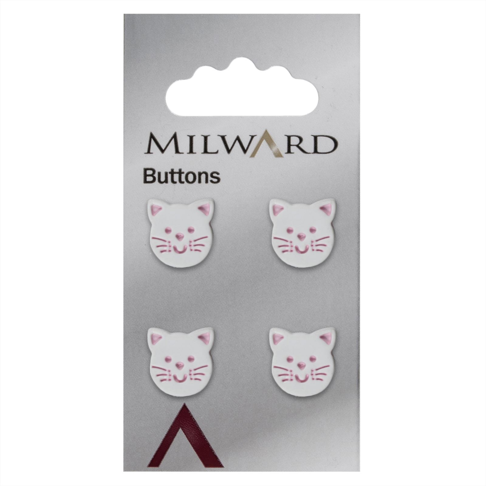 Milward Knoop Poes Wit/Roze 14mm (4 stuks)
