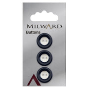 Milward Knoop Wit met Zwarte Rand 18mm (3 stuks)