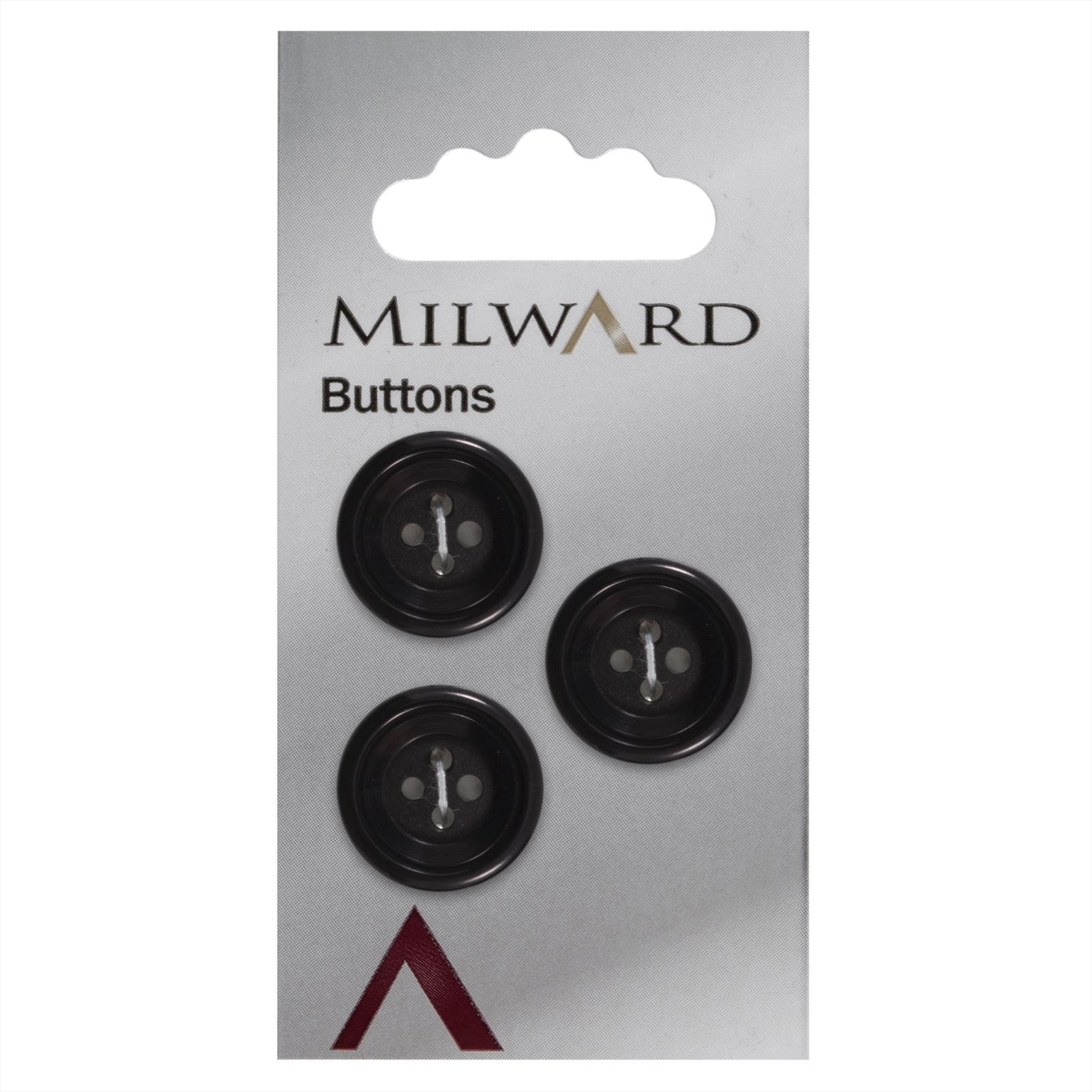 Milward Knoop Zwart Met Opstaande Rand 19mm (3 stuks)