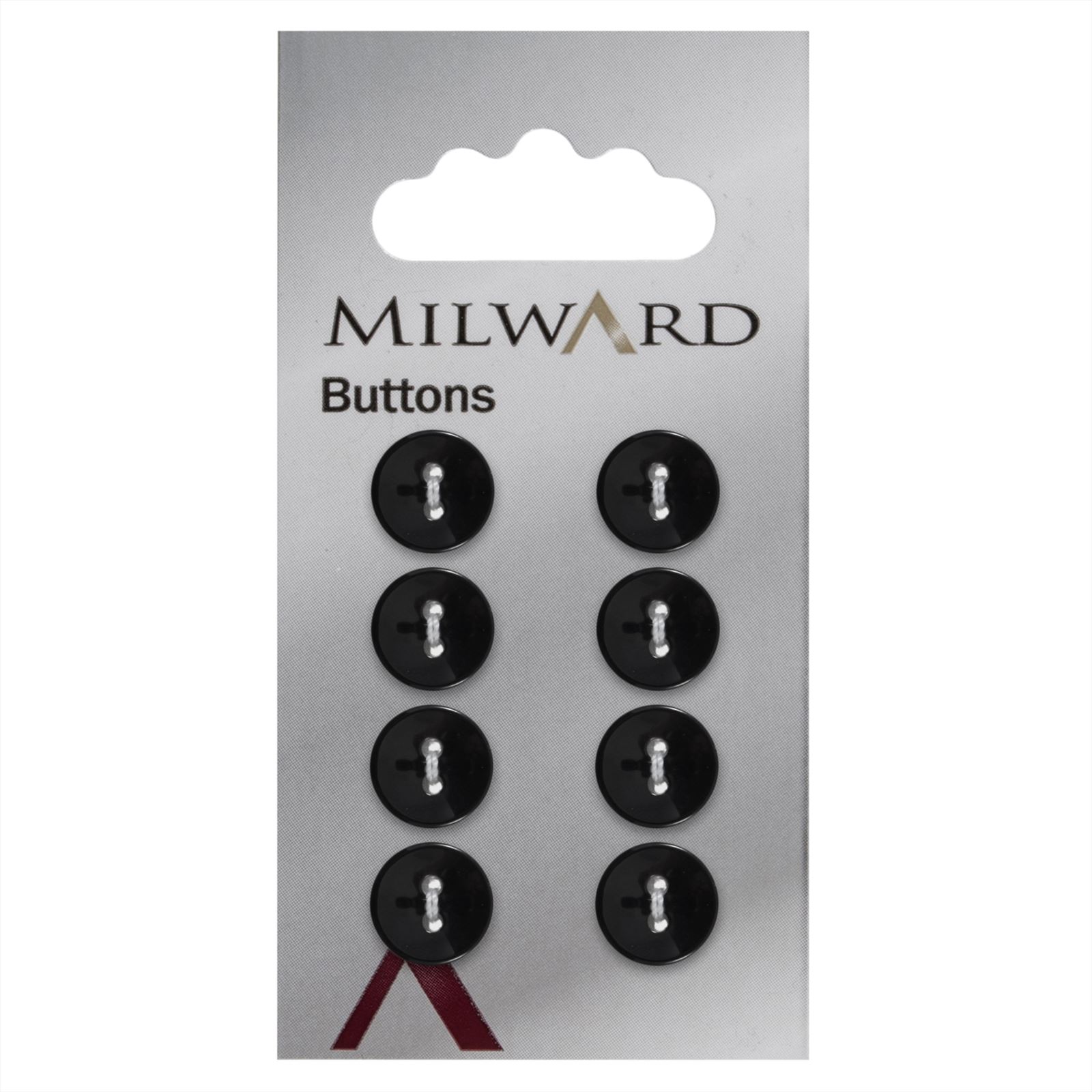 Milward Ronde Glanzende Knoop Zwart 11mm (8 stuks)