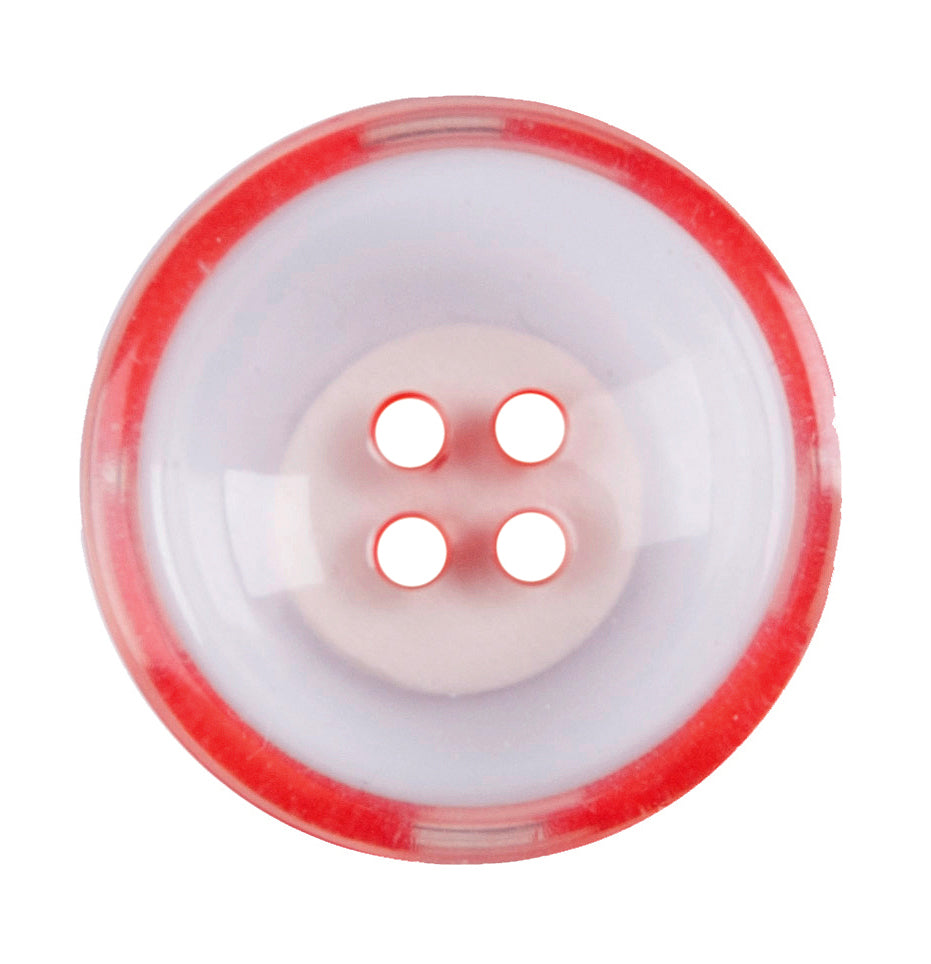 Milward Wit Doorschijnende Knoop met Rode Rand 22mm (2 stuks) (2)