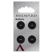 Milward Zwarte Knoop met Zwarte Verschillende Steentjes 15mm (4 stuks)